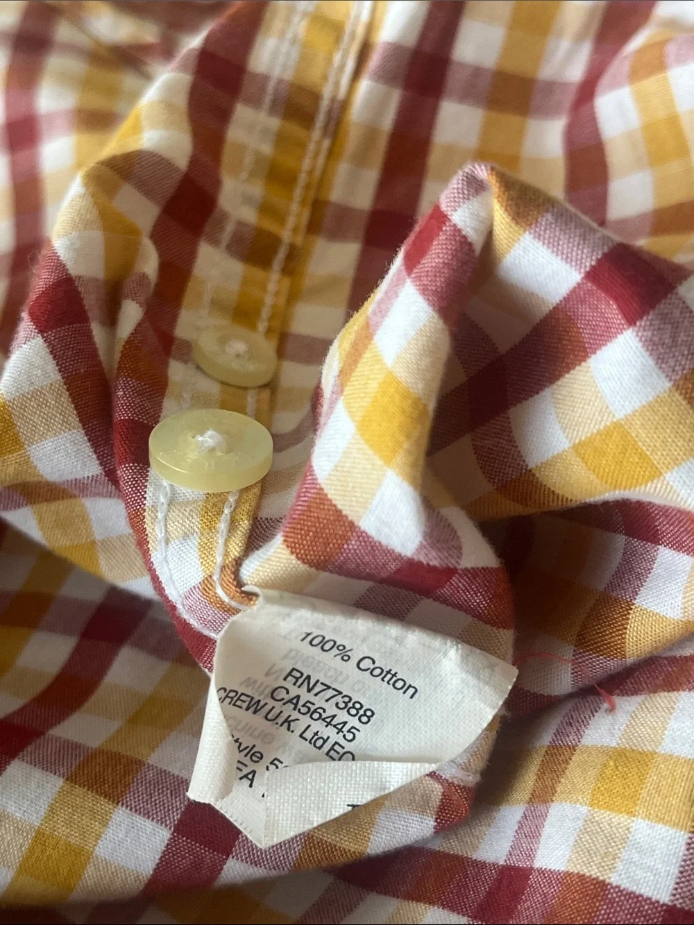 J. Crew Yellow and Red Plaid Cotton Button-Down Shirt Preppy Coastal Old Money